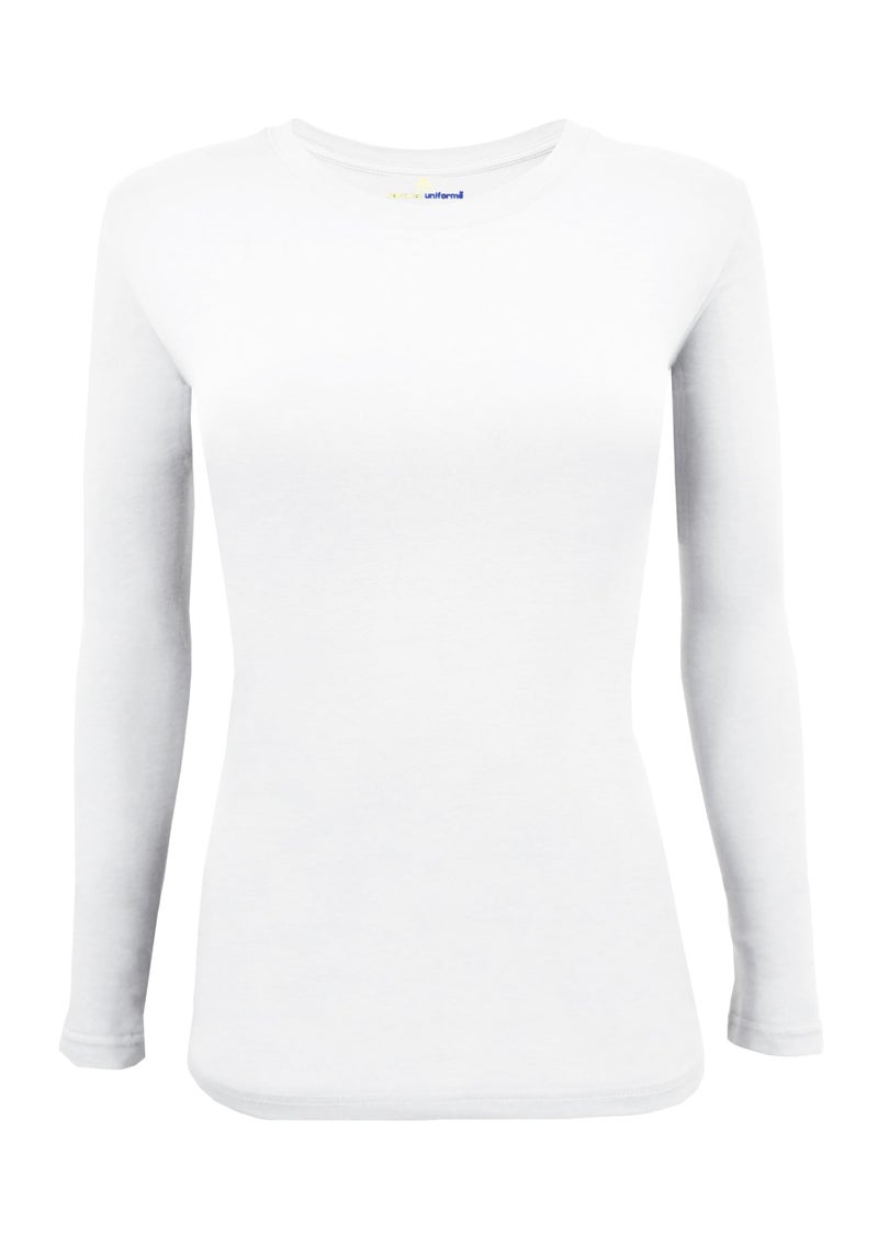Natural Uniforms تي شيرت تحت القميص للنساء من ناتشورال يونيكورن بأكمام طويلة و ياقة دائرية (أبيض، 2X-كبير) - Image 1